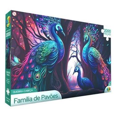 Imagem de Quebra cabeça 2000 pçs - família de pavões - GGB
