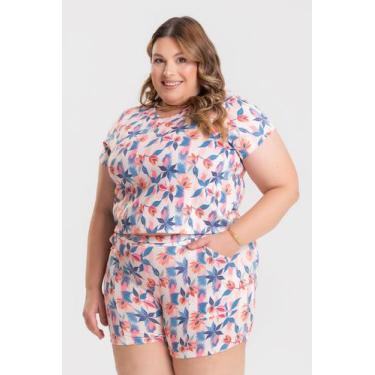 Imagem de Blusa Feminina Plus Size Estampada em Malha Fria - Serena, Azul, G3