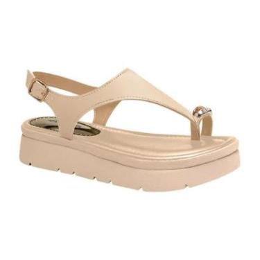 Imagem de Sandália Flatform Casual com Ajuste em Fivela Feminino Mississipi Creme 37-Feminino