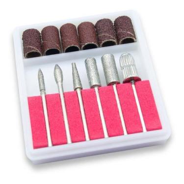 Imagem de Kit Refil 6 Brocas + 6 Lixas Para Lixadeira Elétrica Unhas - Alfashop