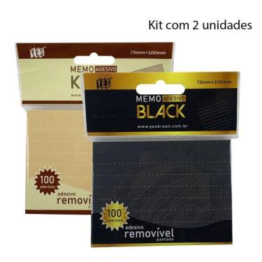 Imagem de Bloco de notas adesivas Pautadas  Memo Removível Yes (kit com 2 unidad