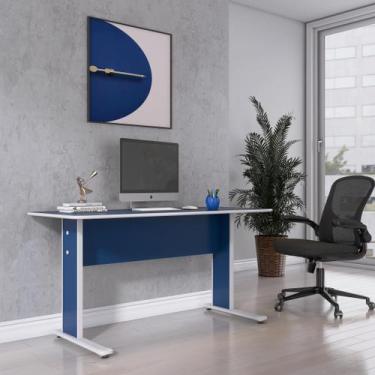 Imagem de Escrivaninha Mesa Escritório Gerência MX150 Maxxi 150cm Cinza Azul - P