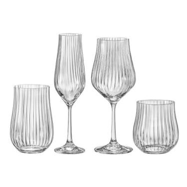 Imagem de Jogo de Copos e Taças De Cristal Bohemia Tulipa Optic 24 Peças - Bohem