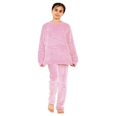Imagem de Roupa de Frio Conjunto Pijama De Plush Fleece Infantil De Frio manga L