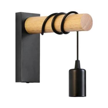 Imagem de Luminária De Parede LED Retrô De Madeira E27, Luz Industrial Para Banh