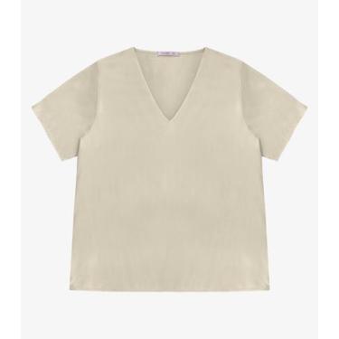 Imagem de Blusa Manga Curta Feminina Plus Size Secret Glam Bege, Plus G4, Bege