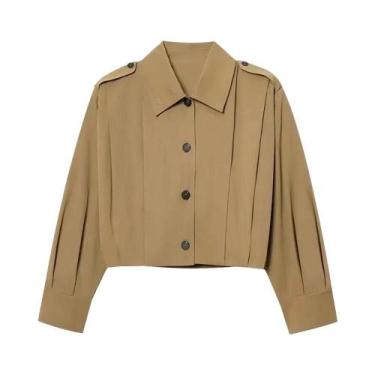 Imagem de Jaqueta Trench Plissada De Manga Longa Solta Para Mulheres KONDALA Cas