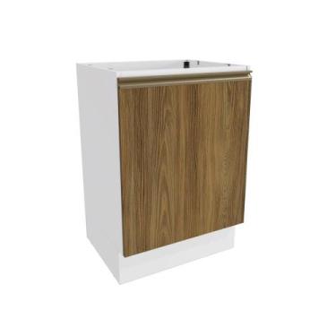 Imagem de Balcão Celeste Kappesberg 100% MDF 1 Porta Branco/Nogueira 60cm