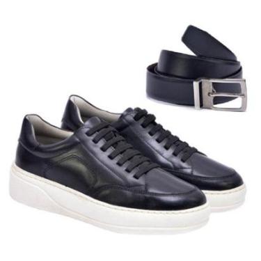 Imagem de Kit Tênis Casual Ferrara 100% Couro Legítimo+ Cinto-Masculino