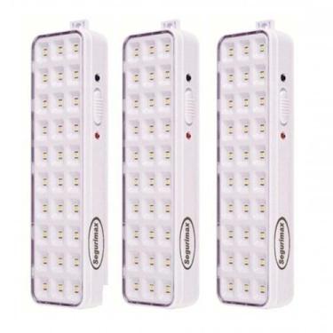 Imagem de Kit C/ 3 Luminária Luz De Emergência Recarregável 30 Led Segurimax