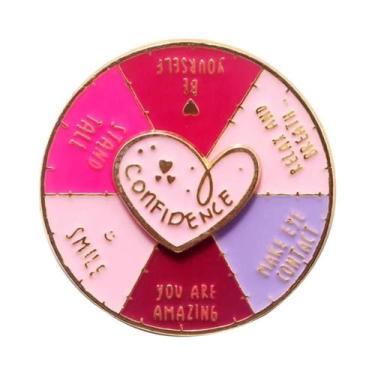 Imagem de Broche Rotativo De Bússola De Cores Esmaltado, Distintivo De Roda De C