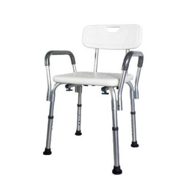 Imagem de Banqueta Com Encosto Alça Lateral Braço Idoso 100kg Aluminio Cadeira B