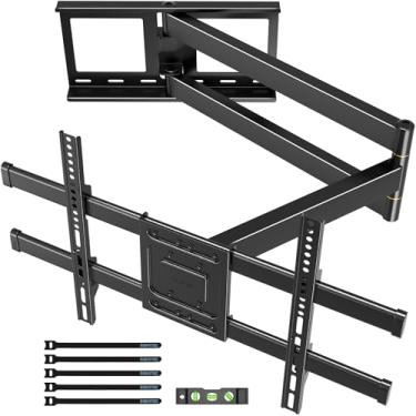 Imagem de BONTEC Suporte de parede para TV com braço extensível extra longo para TVs de 32 a 75 polegadas, comporta até 59,9 kg, suporte de TV de braço duplo de movimento completo com inclinação, rotação