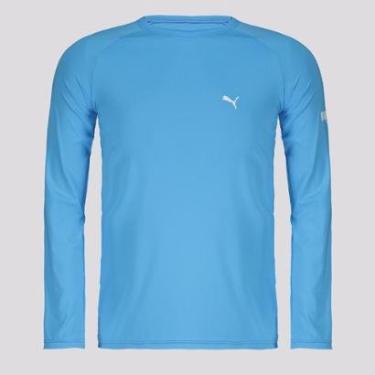 Imagem de Camiseta Manga Longa Puma UV50+ Infantil Azul e Branca-Unissex