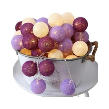 Imagem de Luzes De Cordão Com 20 LEDs Em Formato De Bolas De Algodão, Guirlanda 