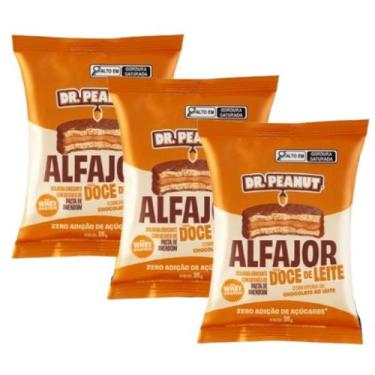 Imagem de Kit 3 Alfajor com Recheio Pasta de Amendoim Dr Peanut Whey Protein Zer