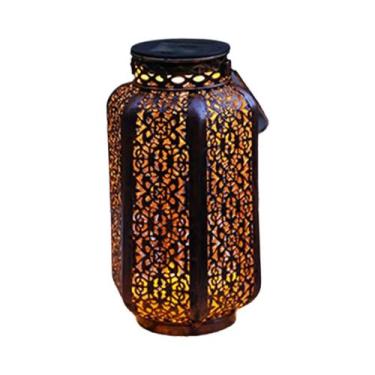 Imagem de Lanterna Solar Retro de Ferro - Luz LED Vintage para Decoração de Jard