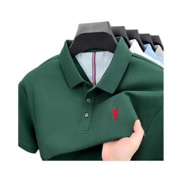 Imagem de Camisa Polo Masculina De Verão 100% Algodão Manga Curta Marca De Alto 