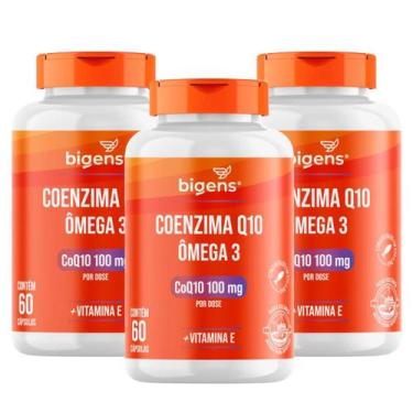 Imagem de 3x Coenzima Q10 100mg + Ômega 3 Bigens 60 Capsulas, Sem Sabor