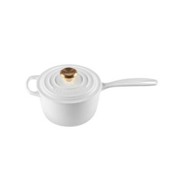 Imagem de PANELA MOLHEIRA LE CREUSET 16CM SIGNATURE FERRO ESMALTADO PEGADOR DOURADO BRANCO 211811...