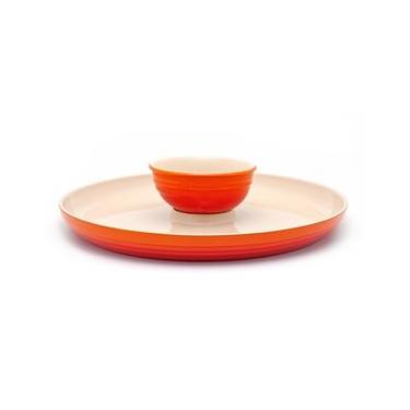 Imagem de PRATO PARA APERITIVO LE CREUSET 35CM COM BOWL EM CERÂMICA LARANJA 91003500090000
