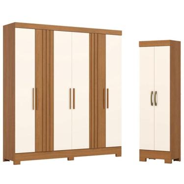 Imagem de Guarda Roupa Casal 6 Portas 3 Gavetas Francês Com Armário Multiuso 2 Portas 3 Prateleir...