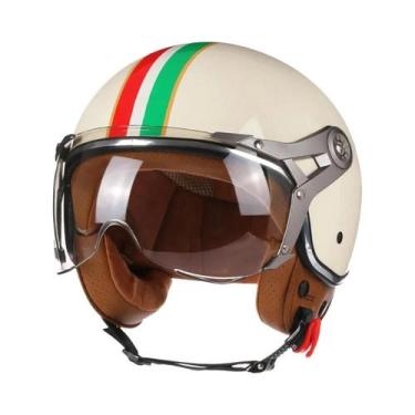 Imagem de Capacete De Motocicleta Vintage Retro Aberto DOT 3 4 Para Homens E Mul