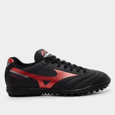Imagem de Chuteira Society Mizuno Morelia Club Unissex, Preto, Vermelho, 43