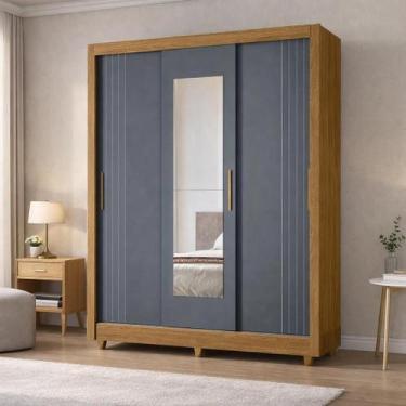 Imagem de Guarda-Roupa Casal Bolivia 3 Portas 2 Gavetas Com Espelho Moval, FREIJ
