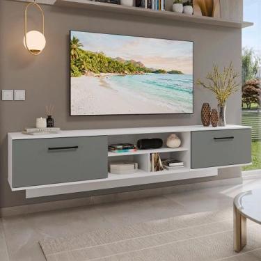 Imagem de Rack Suspenso para TV até 80 Polegadas 218 cm 2 Portas Branco/Cinza Ag