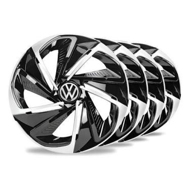 Imagem de Kit 4 Carlota Esportiva Aro 14 Vw Gol Fox Voyage Saveiro Up Preto/prat