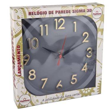 Imagem de Relógio de Parede 3D Decorativo Sigma Cinza Com Dourado - PlasHome