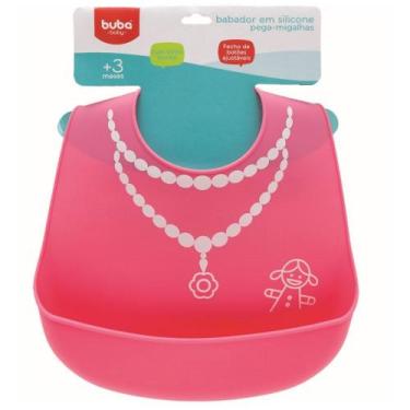 Imagem de Babador Silicone Pega Migalhas Rosa +3 meses Buba