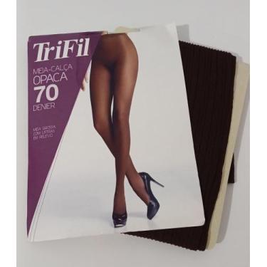 Imagem de Meia Calça Feminina Canelada Fio 70 Trifil - W06549, Marrom café, M