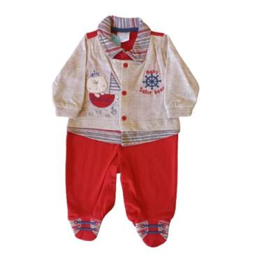 Imagem de Macacão Bebê Masculino Longo com Pezinho Baby Sallor Bear Miniclô, Ver