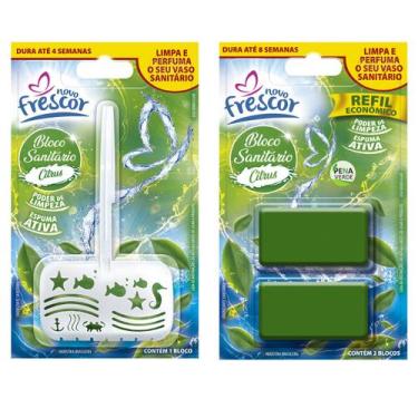 Imagem de Pastilha Bloco Sanitário 30g Com Suporte + Refil Detergente Com 2 Bloc