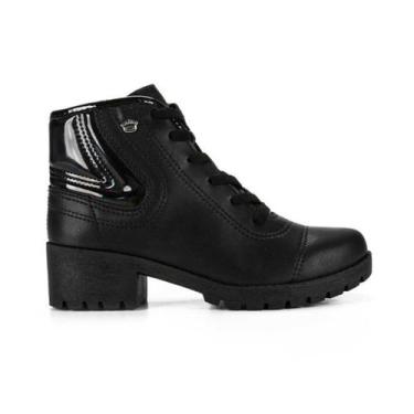 Imagem de Bota Coturno Pink Cats Salto Tratorado Infantil - Preto, 31, Preto