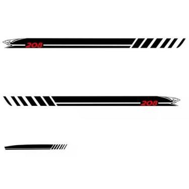 Imagem de Kit Adesivo Faixa Lateral Traseiro 208 - Preto - Jhow Adesivos