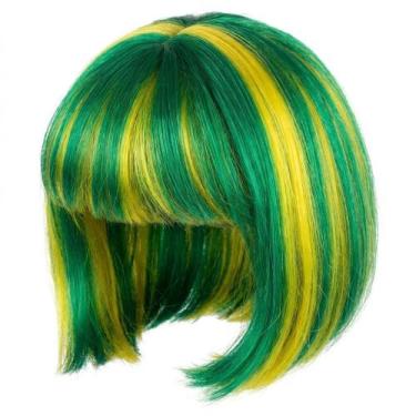 Imagem de Peruca Curta Corte Moderno Mesclada Verde Amarelo Brasil Festa - Senho