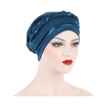 Imagem de Hijab Muçulmano Color Block Com Trança, Lenço De Cabeça Macio E Elásti