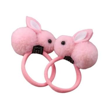 Imagem de Elásticos De Cabelo Com Orelhas De Coelho Peludas Para Meninas, 2 Peça