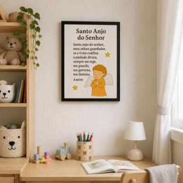 Imagem de Quadro Decorativo Infantil oração "Santo anjo do Senhor ." - TraçosArt