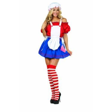 Imagem de RG Costumes Boneca de pano sexy feminina, vermelha, branca/azul, média/6-8, Vermelho, branco/azul, Medium/6-8