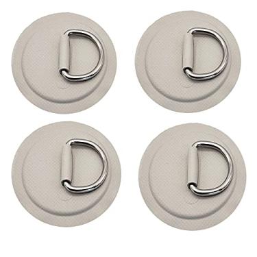 Imagem de 4 peças de anéis cinza/remendo D para barco inflável de PVC canoa, jangada de aço inoxidável anel D anel, prancha de surf de caiaque (cinza)