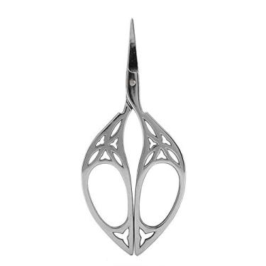 Imagem de Tesoura de aço inoxidável vintage, mini tesouras de costura de aço inoxidável vintage, corte clássico, ferramenta de artesanato faça você mesmo, Leaf pattern scissors, 1