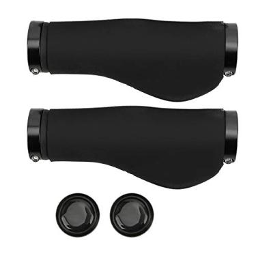 Imagem de RiToEasysports Punhos para guidão de bicicleta, capa antiderrapante com trava com 2 plugues para bicicleta para guidão de 22,2 mm (preto)