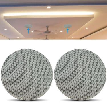 Imagem de Par Arandela Redonda Teto Com Alto Falante Kazaudio Coaxial CK6R 6,5" 80W RMS By H...