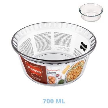 Imagem de Forma Suflê Travessa Assadeira 700ml Clássica Vidro Marinex