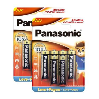 Imagem de Kit 2X Pilha Panasonic Alcalina AA Pequena 1,5V Leve 6 Pague 5 Unidades
