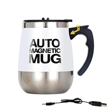 Imagem de Caneca de café magnética de aço inoxidável com agitação elétrica, copo de mistura de leite e café, liquidificador USB, misturador inteligente preguiçoso, copo térmico Qyew